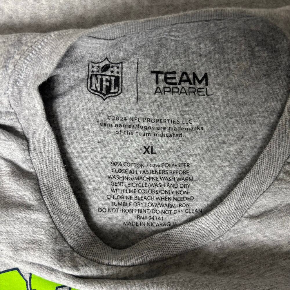 NFL Team Apparel Seattle Seahawks Gray Cotton Blend T-Shirt - XL - Picture 3 of 6